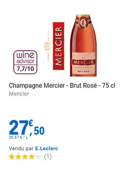 champagne mercier - brut rosé - 75 cl