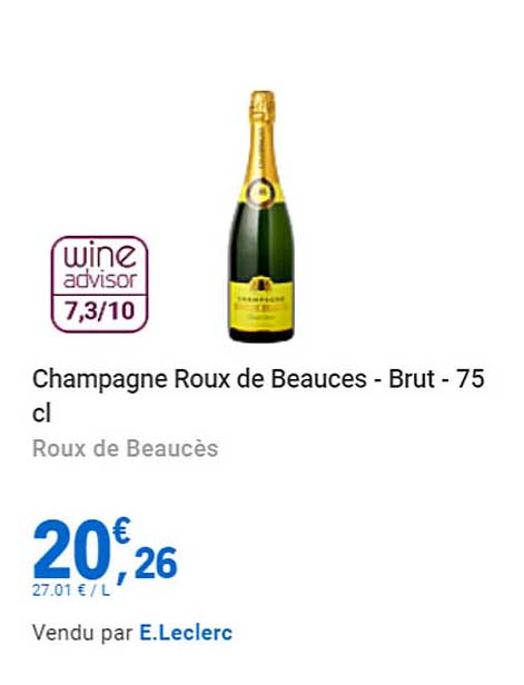 champagne roux de beauces - brut - 75 cl