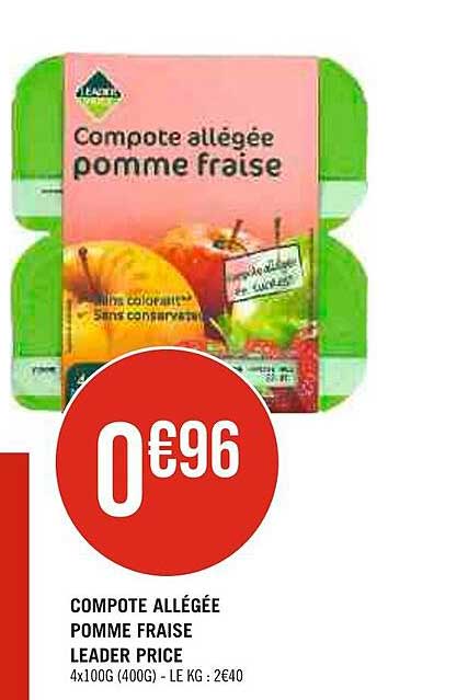 compote allégée pomme fraise leader price
