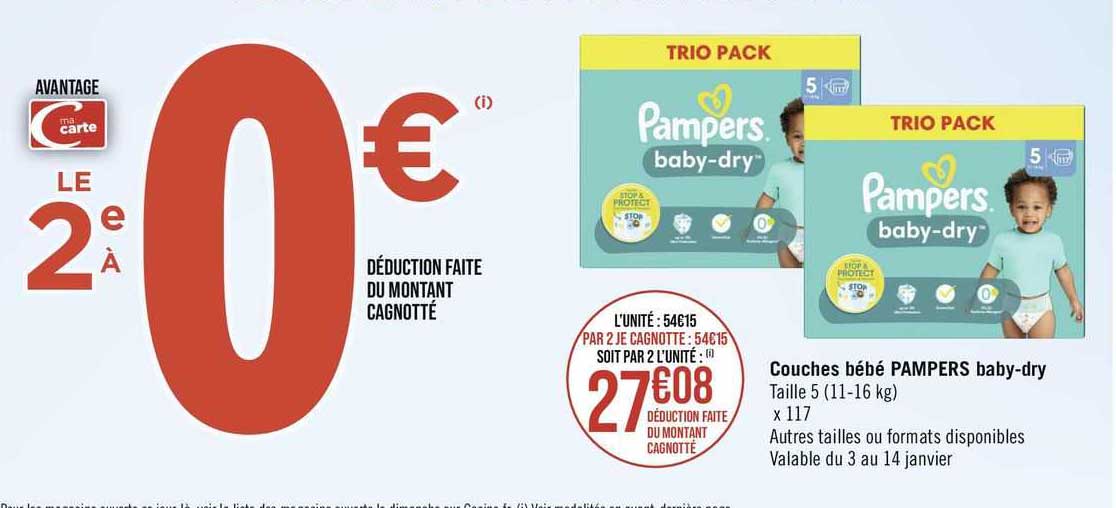 couche bébé pampers  baby-dry