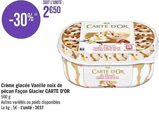 crème glacée vanille noix de pécan façon glacier carte d'or