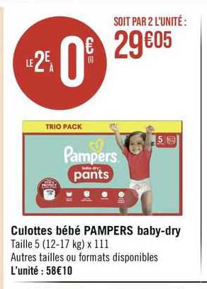 culottes bébé pampers baby-dry