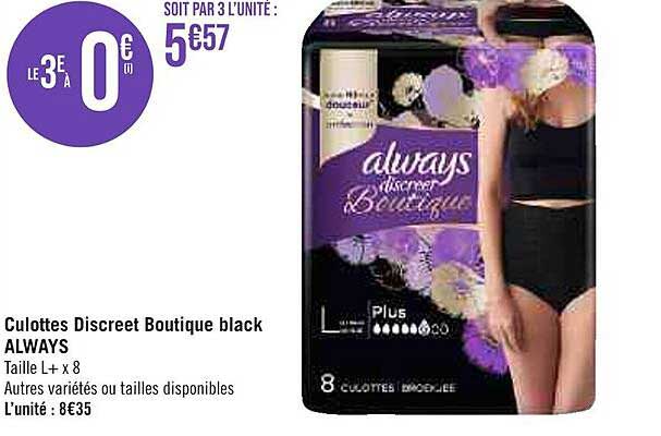 culottes discreet boutique black always