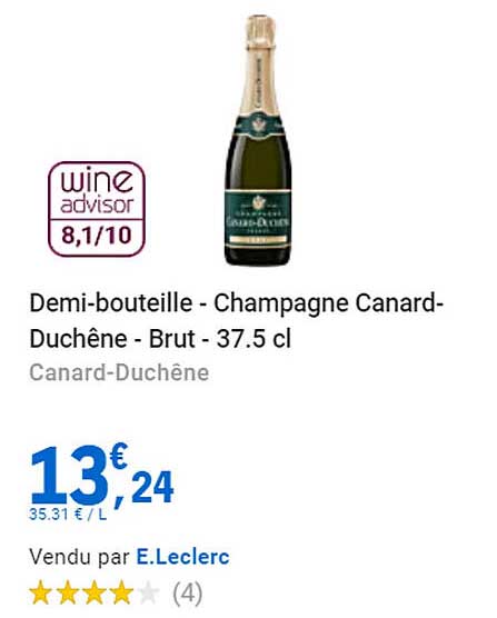 demi-bouteille - champagne canard-duchêne - brut - 37.5 cl