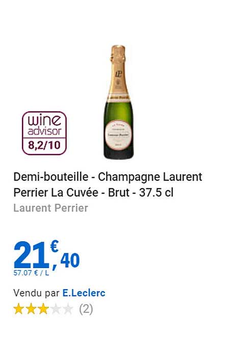 demi-bouteille - champagne laurent perrier la cuvée - brut - 37.5 cl