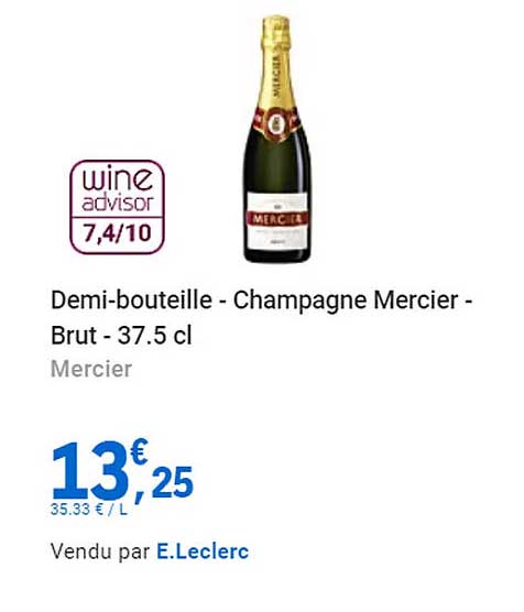 demi-bouteille - champagne mercier - brut - 37.5 cl