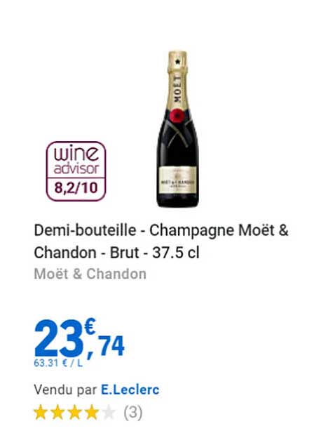 demi-bouteille - champagne moët & chandon - brut - 37.5 cl