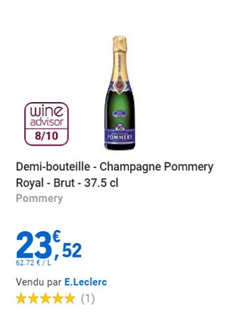 demi-bouteille - champagne pommery royal - brut - 37.5 cl