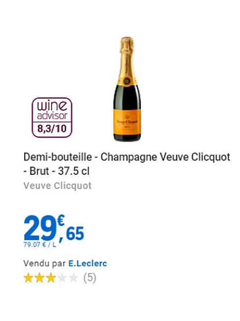 demi-bouteille - champagne veuve clicquot - brut - 37.5 cl