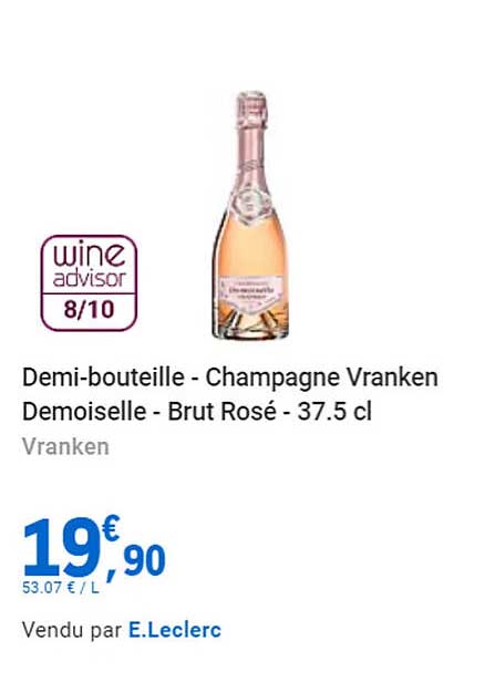 demi-bouteille - champagne vranken demoiselle - brut rosé - 37.5 cl
