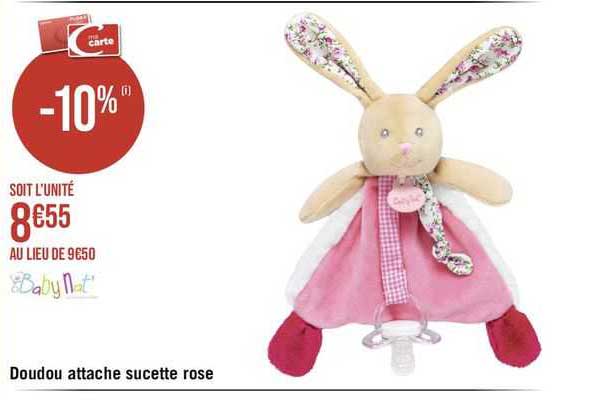 doudou attache sucette rose