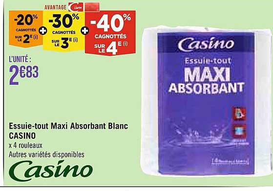 essuie-tout maxi absorbant blanc casino