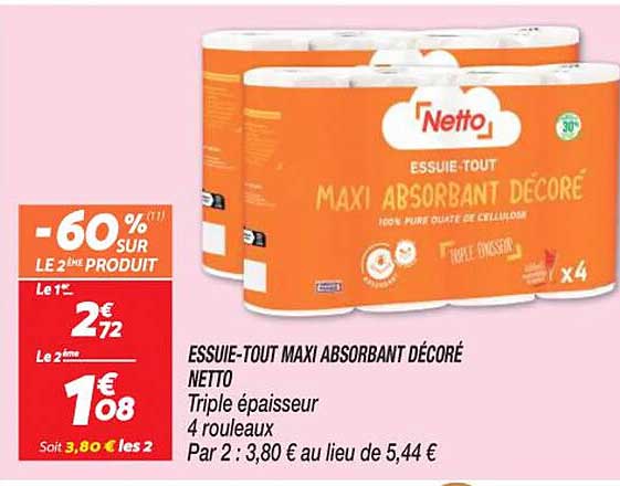 essuie-tout maxi absorbant décoré netto