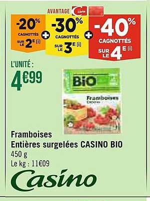 Framboises Entières Surgelés Casino Bio