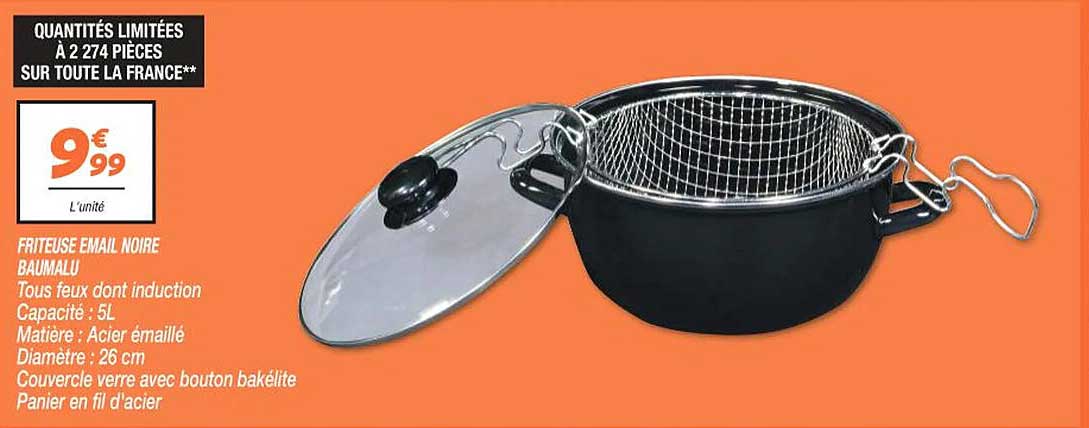 Friteuse émail Noire Baumalu