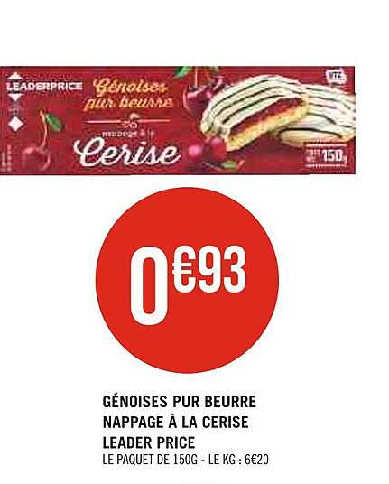 génoises pur beurre nappage à la cerise leader price