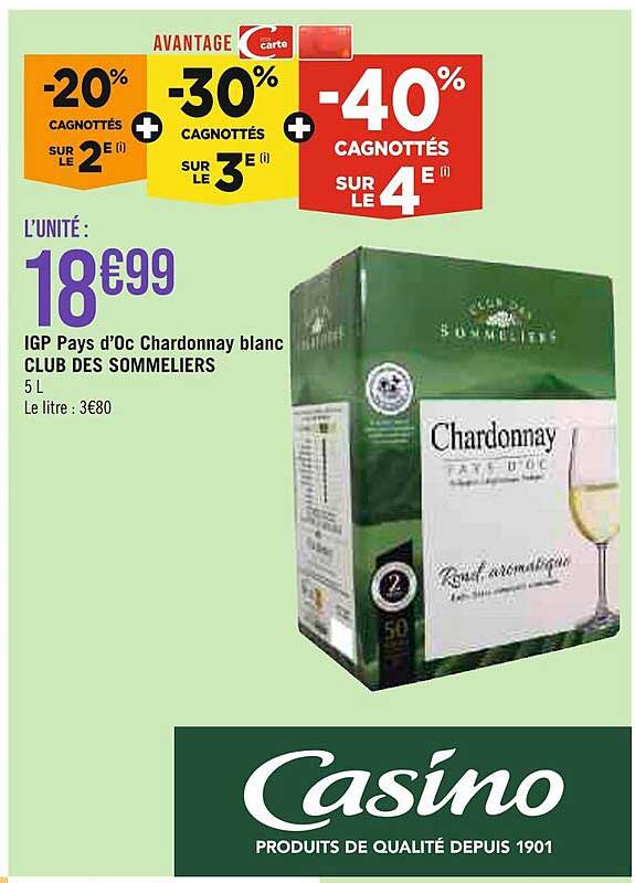Igp Pays D'oc Chardonnay Blanc Club Des Sommeliers