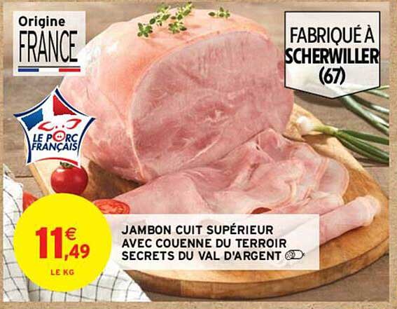 jambon cuit supérieur avec couenne du terroir secrets du val d'argent