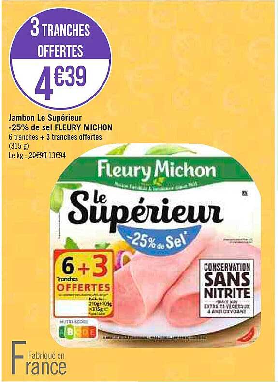 jambon le supérieur -25% de sel fleury michon