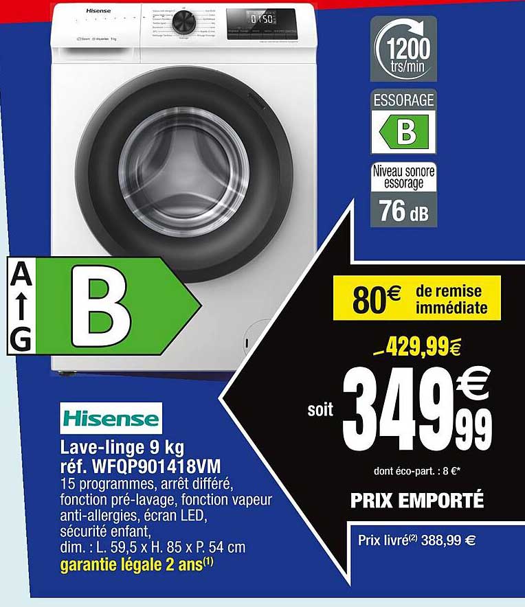 lave-linge 9 kg hisense