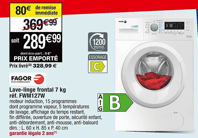 lave-linge frontal 7 kg fagor