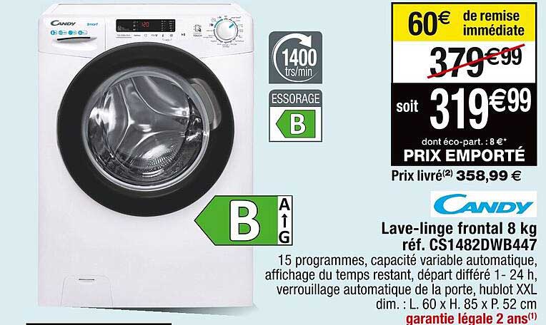 lave-linge frontal 8 kg candy