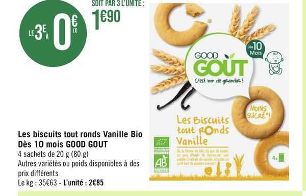 Les Biscuits Tout Ronds Vanille Bio Dès 10 Mois Good Gout