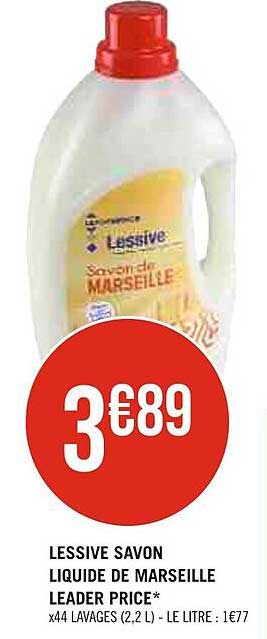 lessive savon liquide de marseille leader price