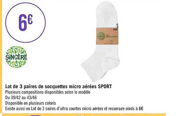 Lot De 3 Paires De Socquettes Micro Aérées Sport