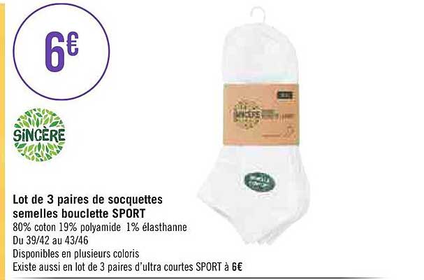 Lot De 3 Paires De Socquettes Semelles Bouclette Sport