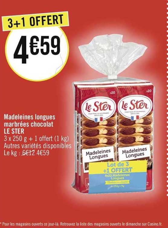 Madeleines Longues Marbrées Chocolat Le Ster