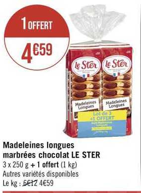 madeleines longues marbrés chocolat le ster