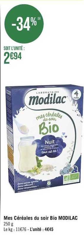 mes céréales du soir bio modilac