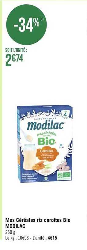 mes céréales riz carottes bio modilac