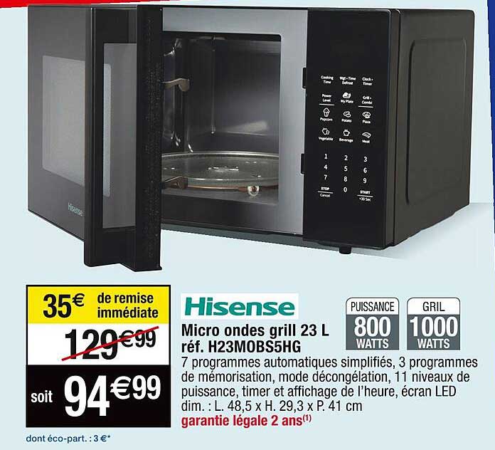 micro ondes grill 23 l hisense
