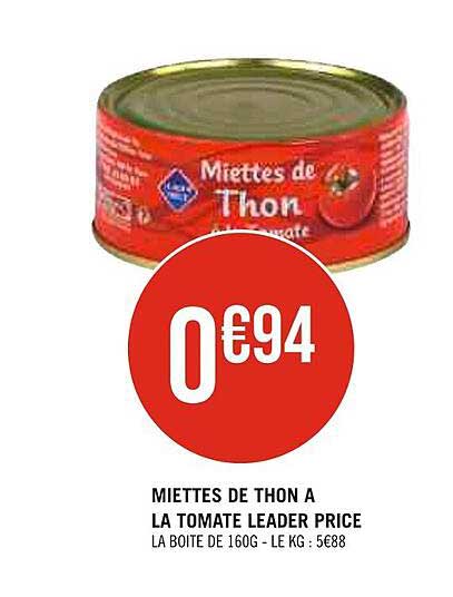 miettes de thon à la tomate leader price