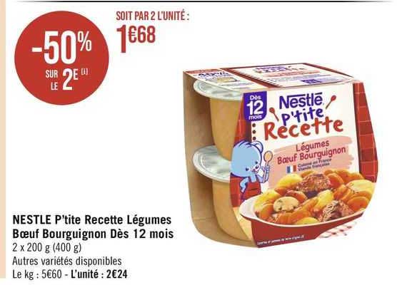 nestle p'tite recette légumes bœuf bourguignon dès 12 mois