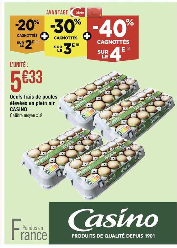 œufs frais de poules élevées en plein air casino