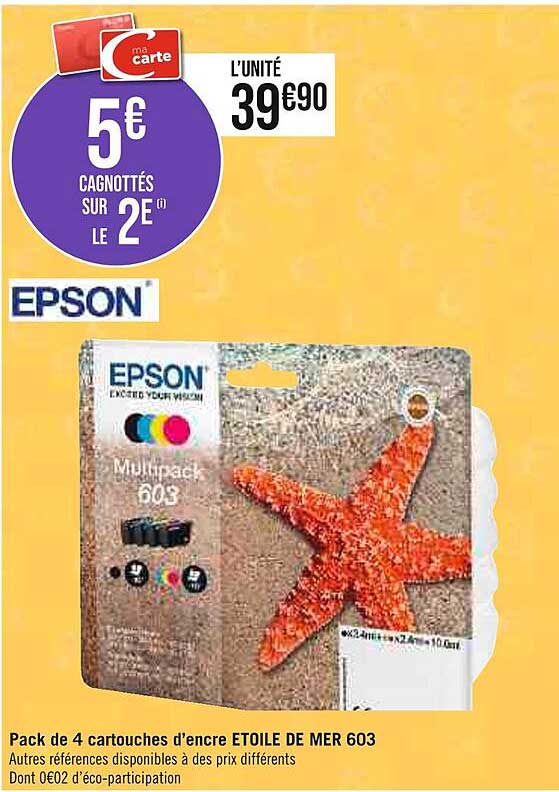 pack de 4 cartouches d'encre etoile de mer 603