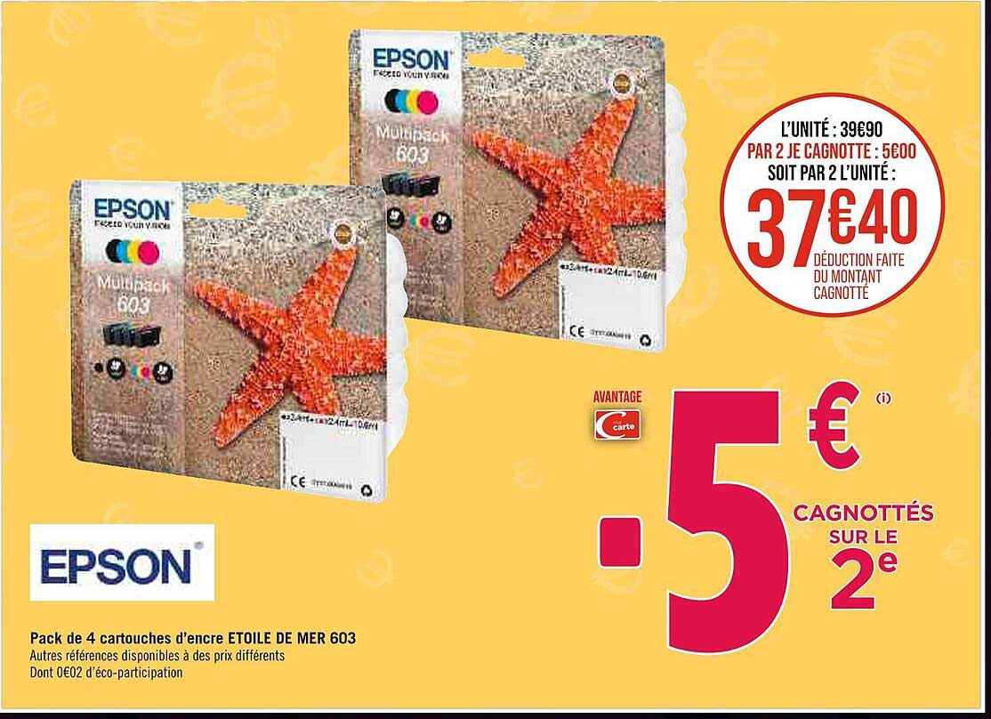 pack de 4 cartouches d'encre etoile de mer 603