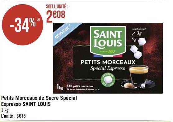 petits morceaux de sucre spécial espresso saint louis