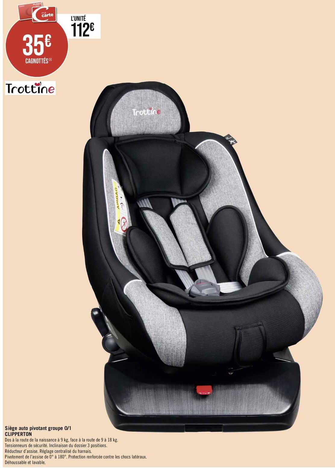 siège auto pivotant groupe 0/1 clipperton