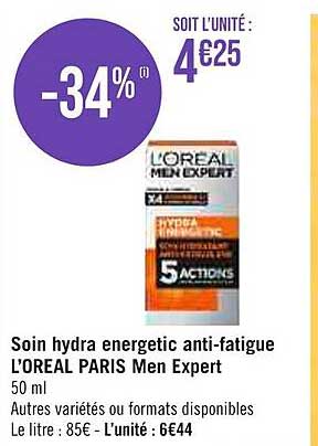soin hydra energétic anti-fatigue l'oréal paris men expert