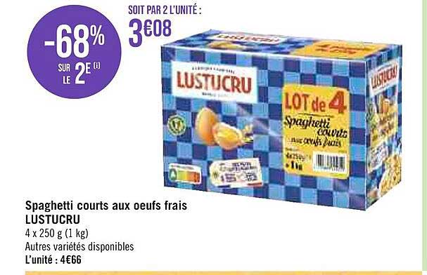 spaghetti courts aux oeufs frais lustucru