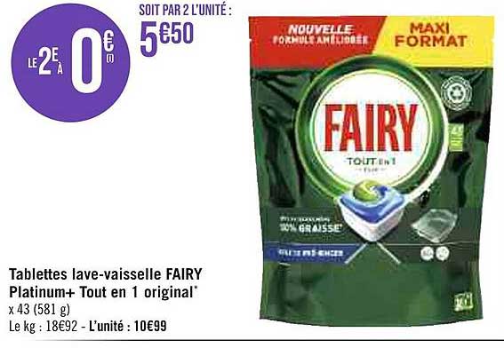Tablettes Lave-vaiselle Fairy Platinum+ Tout En 1 Original