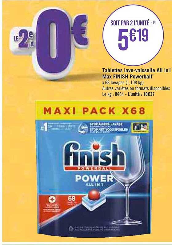 tablettes lave-vaisselle all in 1 max finish powerball