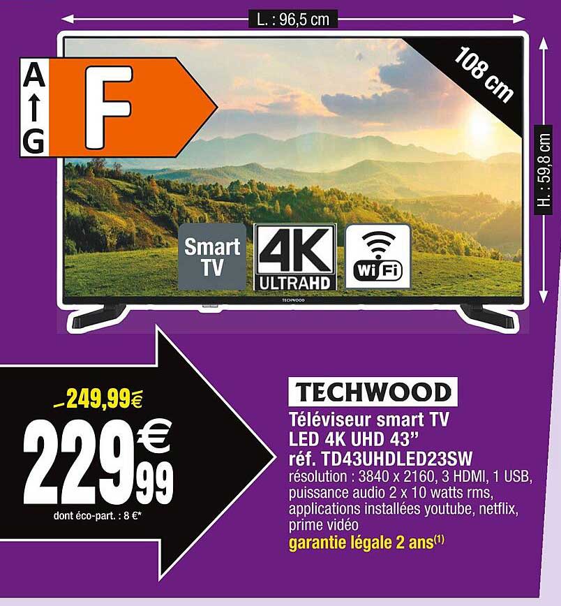 Promo Téléviseur Smart Tv Led 4k Uhd 43