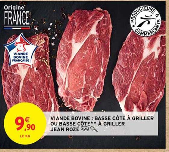 viande bovine : basse côte à griller ou basse côte**à griller jean rozé