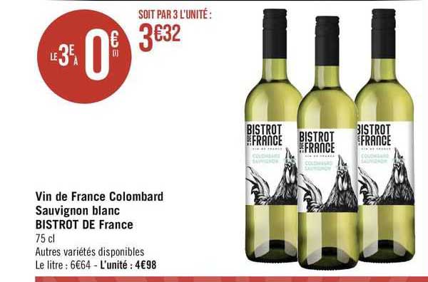 vin de france colombard sauvignon blanc bistrot de france
