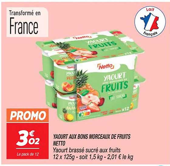 yaourt aux bons morceaux de fruits netto